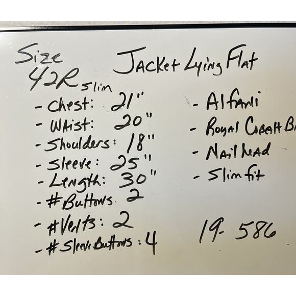 Alfani 42R Slim Royal Cobalt Blue Nailhead Casual Blazer Sport Coat Jacket - Picture 8 of 13